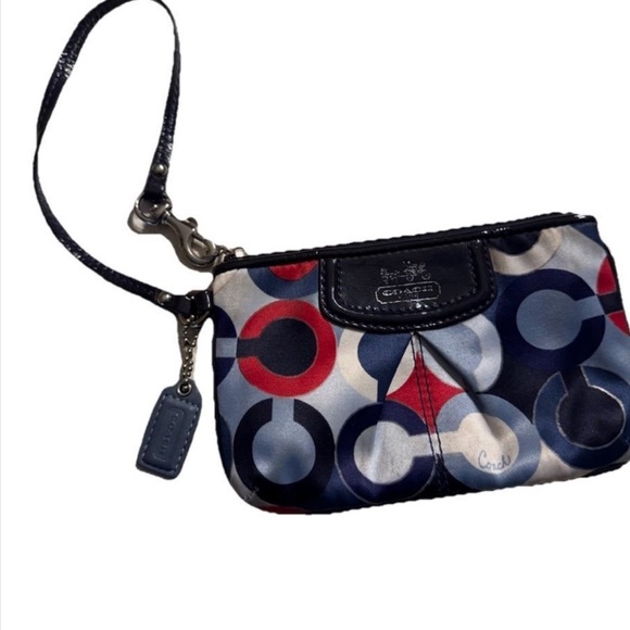 Coach Handbags - Coach Red White Blue Logo Wristlet